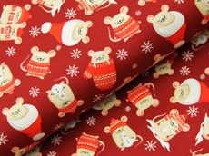 Hamaka dvojitá - vánoční myšky - červené